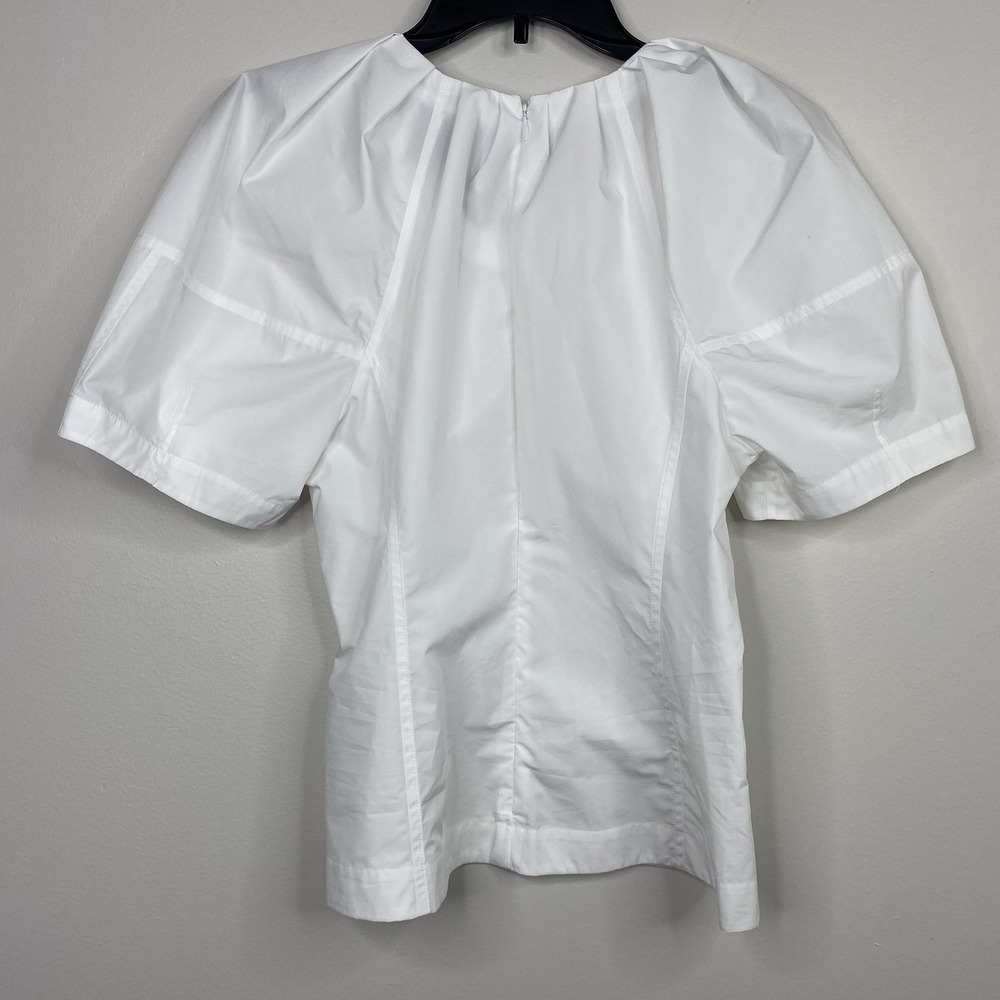3.1 Phillip Lim Bloom Pleated Short Sleeve Scoop‎ Neck White Blouse Sz 4 - Picture 6 of 16